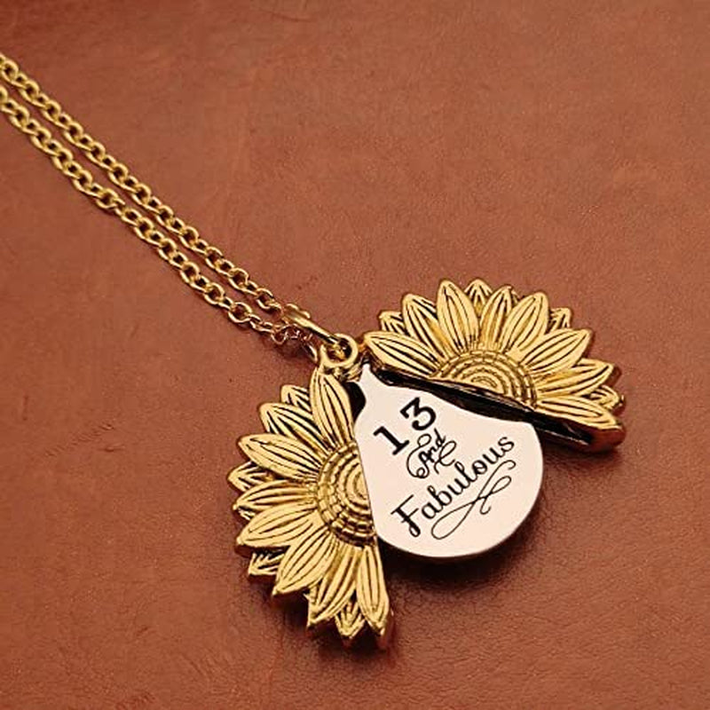 13Th Birthday Gift Necklace for Girls 13 and Fabulous Sunflower Necklaces for Teen Girls 13 Year Old Girl Birthday Gifts for Granddaughter BFF 13 Years Old Girls Gift Ideas